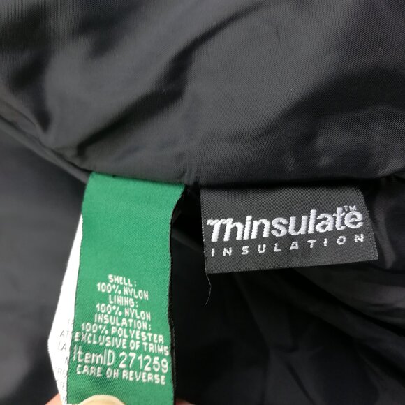 LL Bean Jacket Full-Zip Thinsulate Hooded Boys XL 18 Black Packable Hood 271259 - Picture 6 of 12